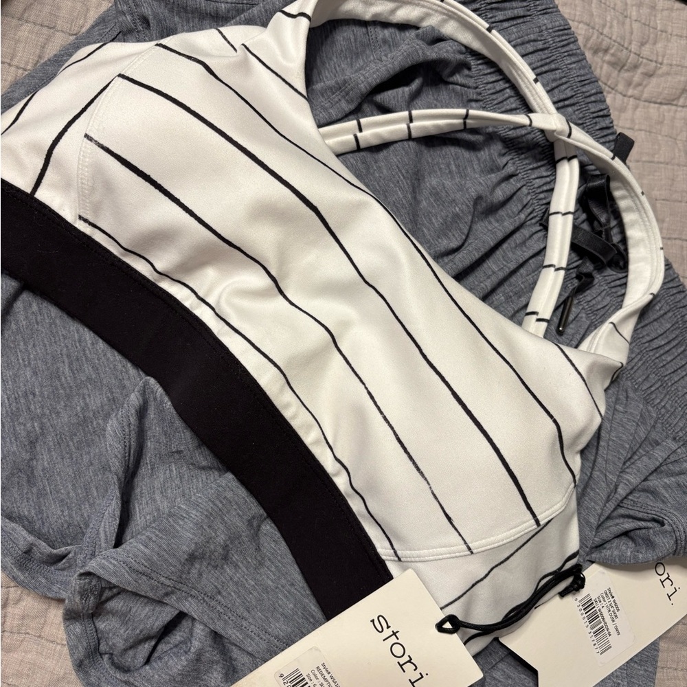 Stori Onyx and White Skinny Stripe Bra